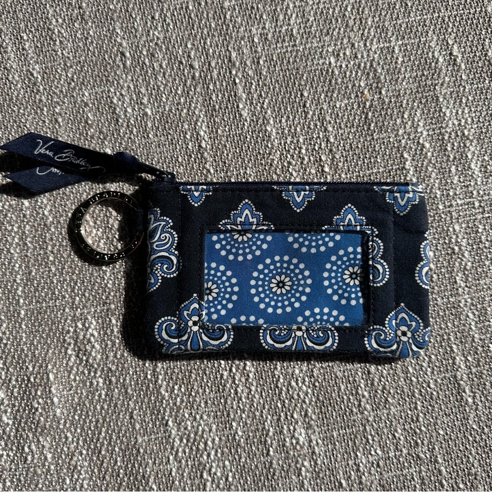 Vera Bradley Navy and White Floral Keychain Wallet